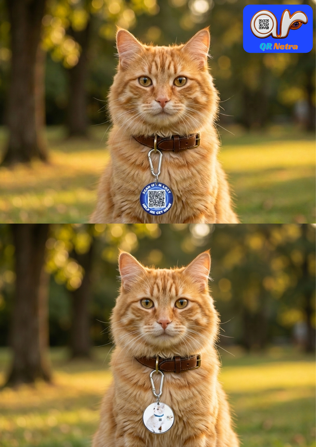 QR Netra Smart Pet ID Tag for Dogs & Cats | Digital Pet Profile, Scan & Location Alerts | No App Required | Personalized QR Pet Tag